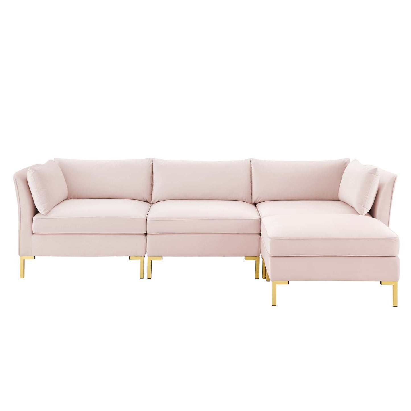 Ardent 4-Piece Performance Velvet Sectional Sofa, Velvet, Pink, 19616
