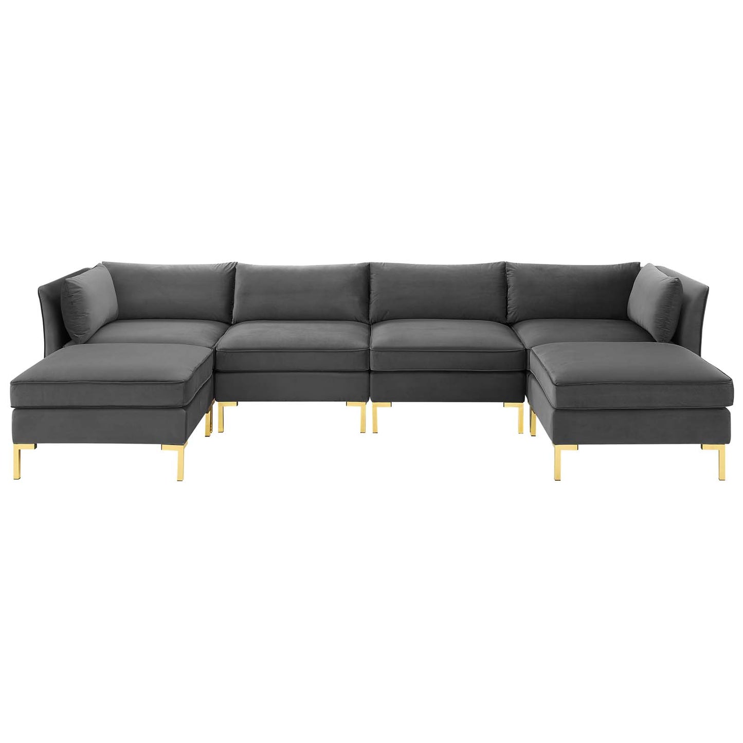 Ardent 6-Piece Performance Velvet Sectional Sofa, Velvet, Grey Gray, 19617