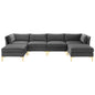 Ardent 6-Piece Performance Velvet Sectional Sofa, Velvet, Grey Gray, 19617