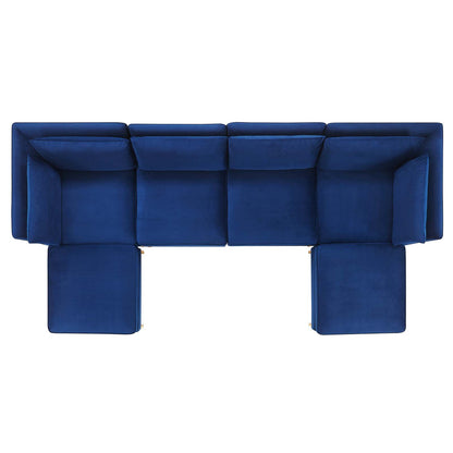 Ardent 6-Piece Performance Velvet Sectional Sofa, Velvet, Blue Navy, 19618