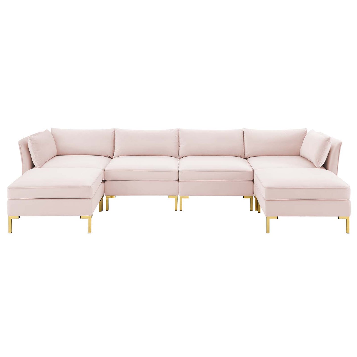 Ardent 6-Piece Performance Velvet Sectional Sofa, Velvet, Pink, 19619