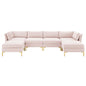 Ardent 6-Piece Performance Velvet Sectional Sofa, Velvet, Pink, 19619