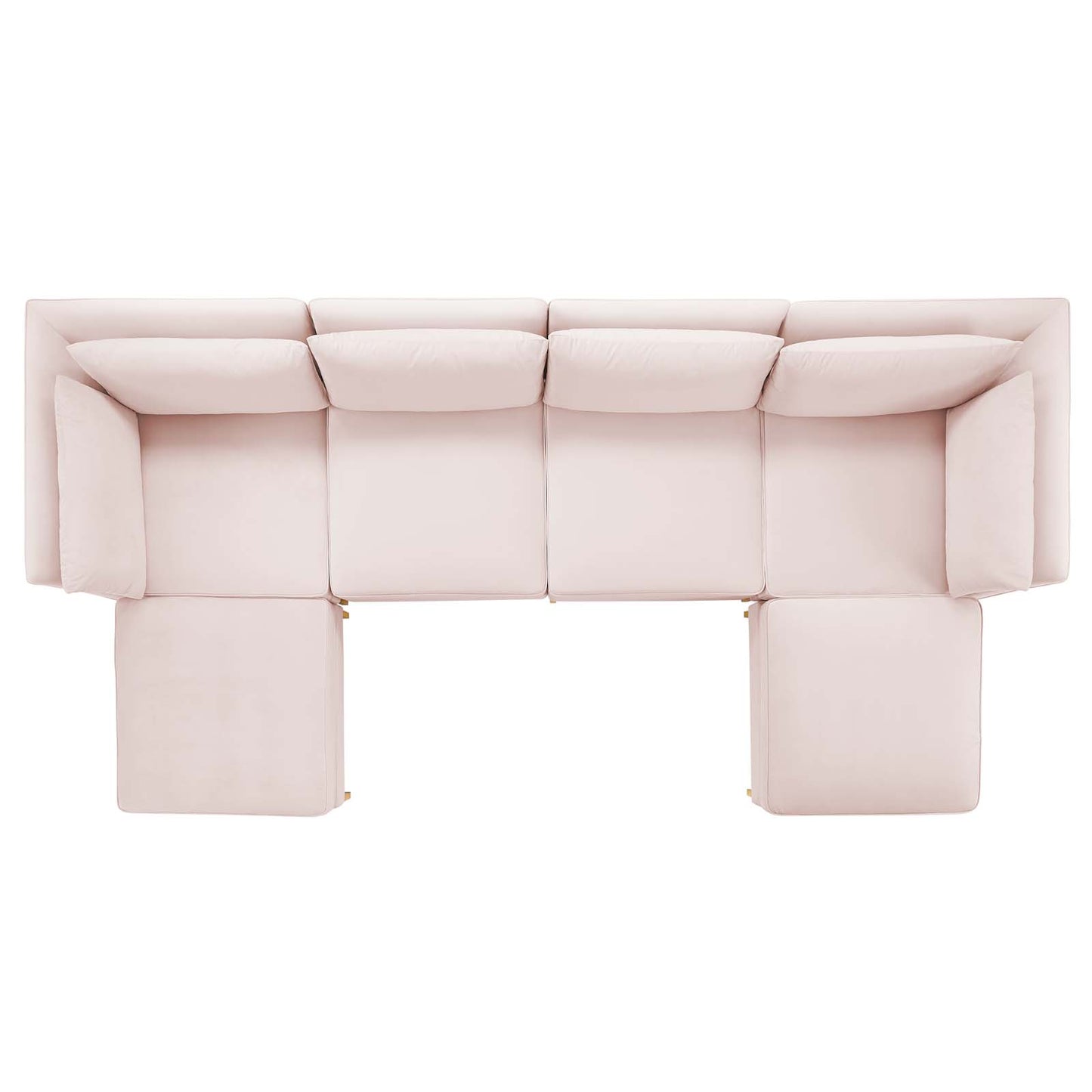 Ardent 6-Piece Performance Velvet Sectional Sofa, Velvet, Pink, 19619