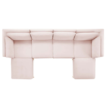 Ardent 6-Piece Performance Velvet Sectional Sofa, Velvet, Pink, 19619