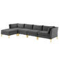 Ardent 5-Piece Performance Velvet Sectional Sofa, Velvet, Grey Gray, 19620