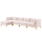 Ardent 5-Piece Performance Velvet Sectional Sofa, Velvet, Pink, 19622