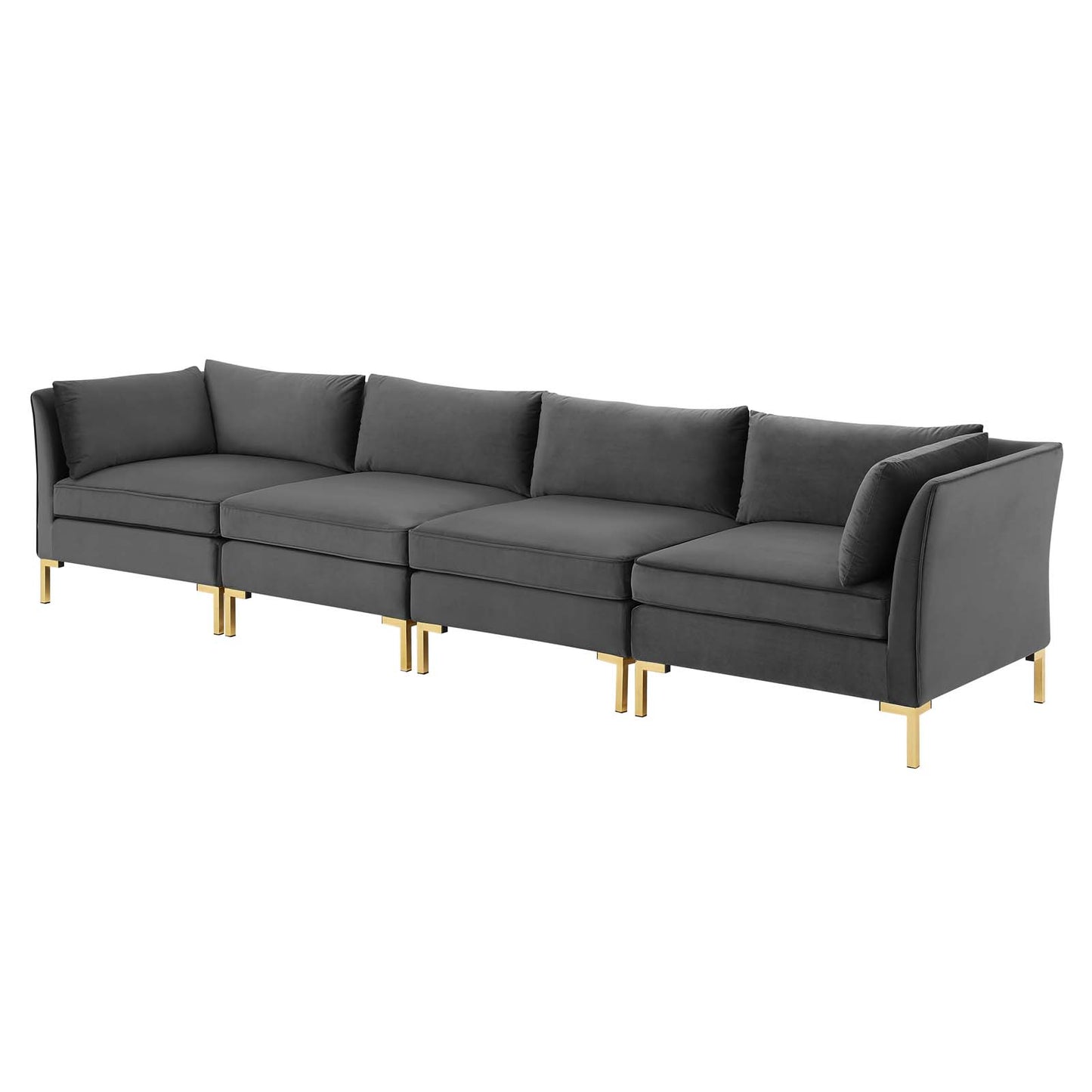 Ardent 4-Seater Performance Velvet Sofa, Velvet, Grey Gray, 19623