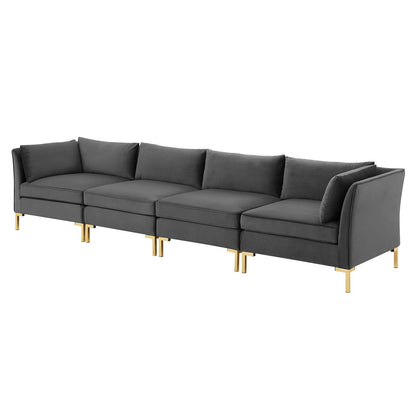 Ardent 4-Seater Performance Velvet Sofa, Velvet, Grey Gray, 19623