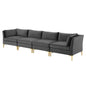 Ardent 4-Seater Performance Velvet Sofa, Velvet, Grey Gray, 19623