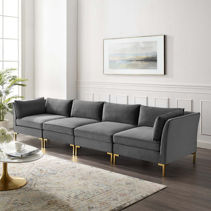 Ardent 4-Seater Performance Velvet Sofa, Velvet, Grey Gray, 19623