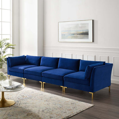 Ardent 4-Seater Performance Velvet Sofa, Velvet, Blue Navy, 19624