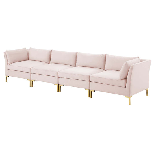 Ardent 4-Seater Performance Velvet Sofa, Velvet, Pink, 19625
