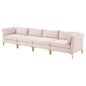 Ardent 4-Seater Performance Velvet Sofa, Velvet, Pink, 19625