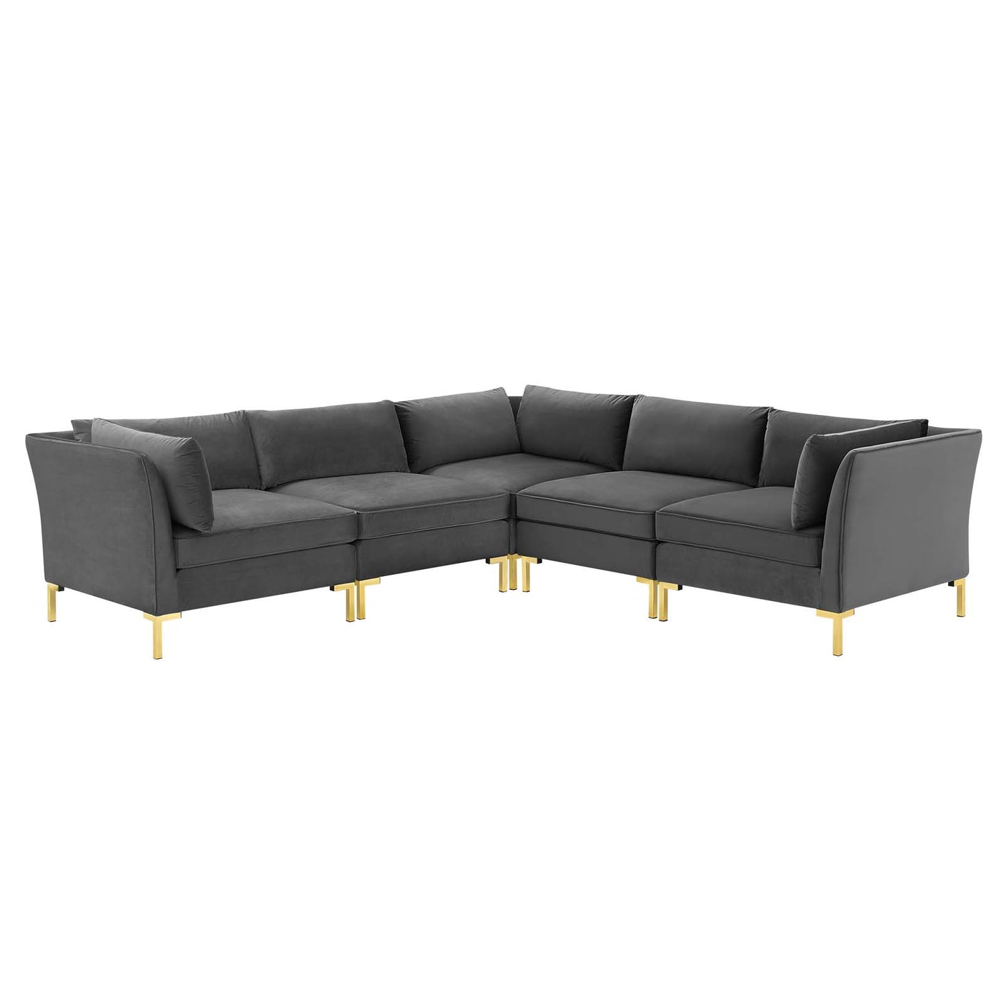 Ardent 5-Piece Performance Velvet Sectional Sofa, Velvet, Grey Gray, 19626