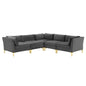 Ardent 5-Piece Performance Velvet Sectional Sofa, Velvet, Grey Gray, 19626