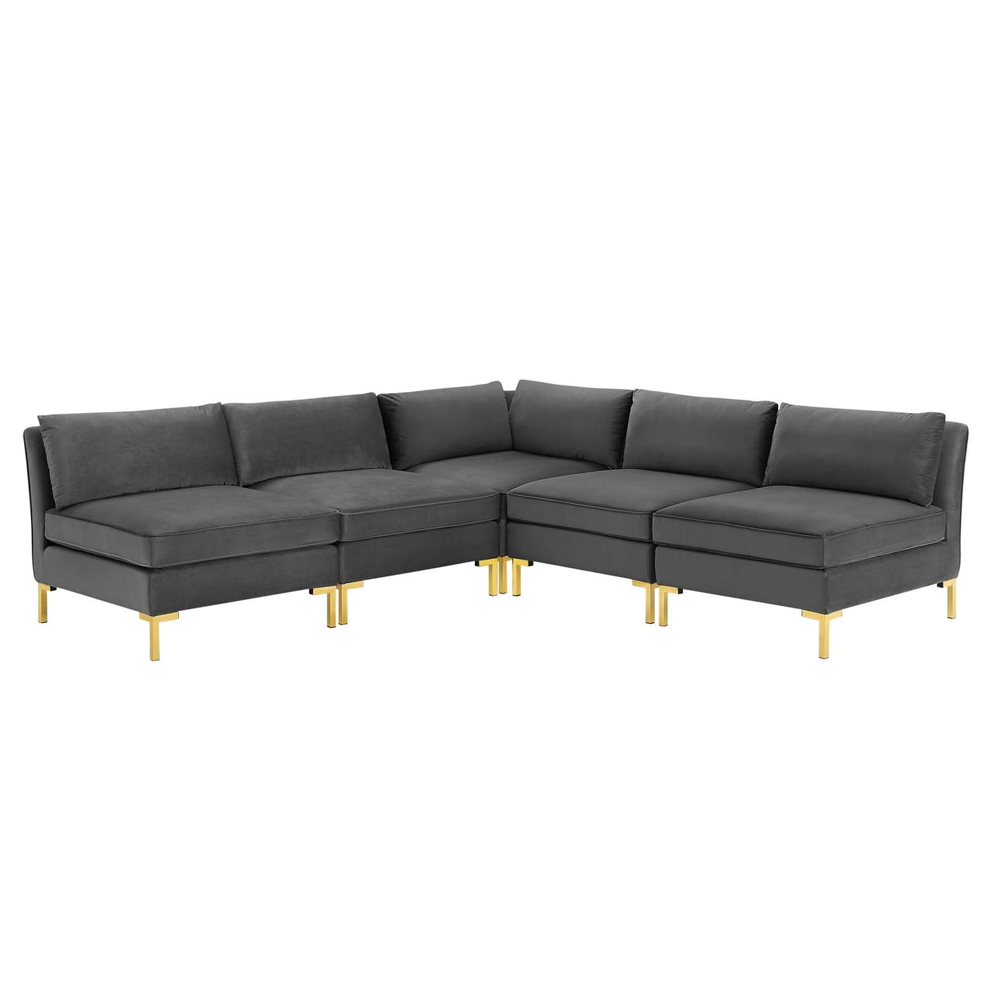 Ardent 5-Piece Performance Velvet Sectional Sofa, Velvet, Grey Gray, 19629