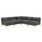 Ardent 5-Piece Performance Velvet Sectional Sofa, Velvet, Grey Gray, 19629