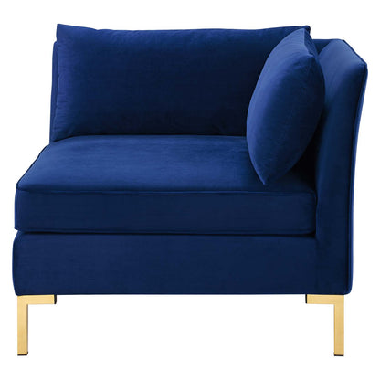 Ardent 5-Piece Performance Velvet Sectional Sofa, Velvet, Blue Navy, 19630
