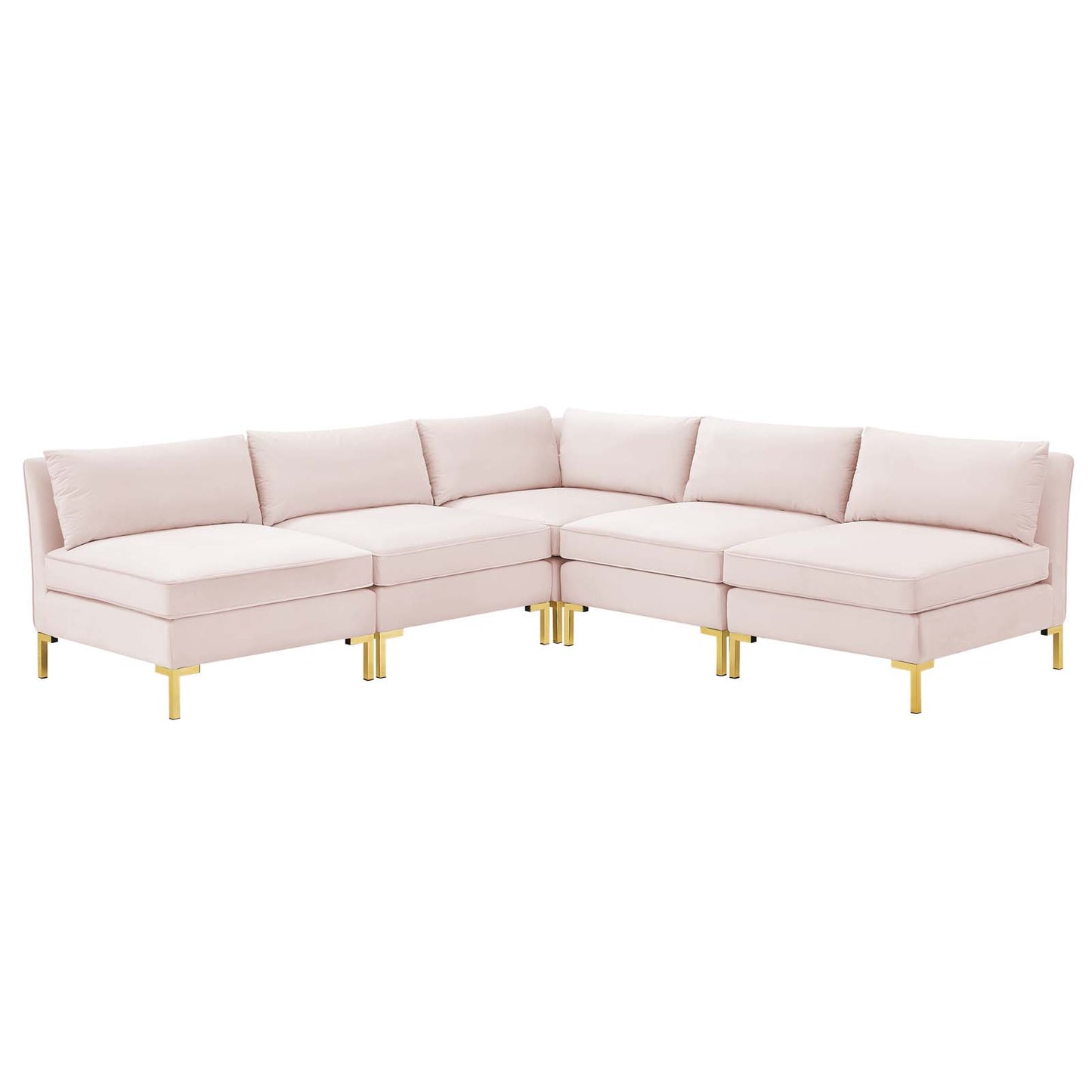 Ardent 5-Piece Performance Velvet Sectional Sofa, Velvet, Pink, 19631