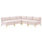 Ardent 5-Piece Performance Velvet Sectional Sofa, Velvet, Pink, 19631