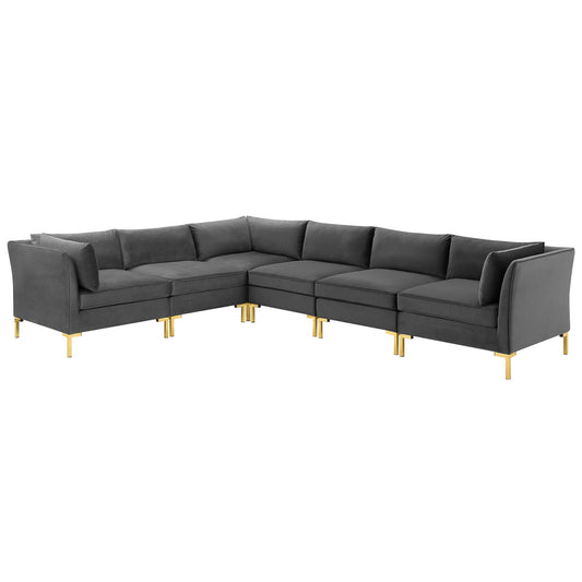 Ardent 6-Piece Performance Velvet Sectional Sofa, Velvet, Grey Gray, 19632