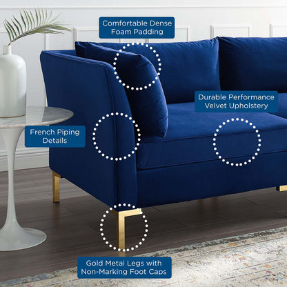 Ardent 6-Piece Performance Velvet Sectional Sofa, Velvet, Blue Navy, 19633