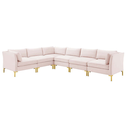 Ardent 6-Piece Performance Velvet Sectional Sofa, Velvet, Pink, 19634