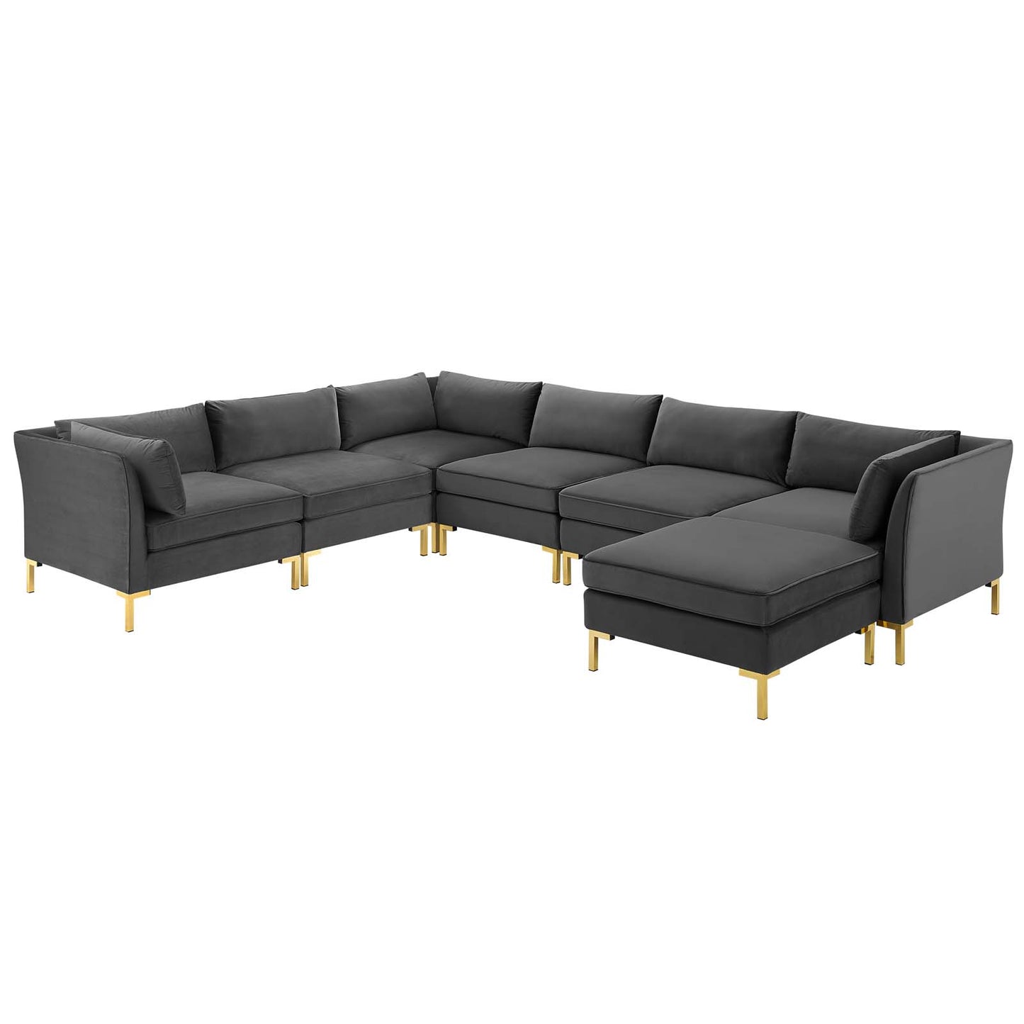 Ardent 7-Piece Performance Velvet Sectional Sofa, Velvet, Grey Gray, 19635