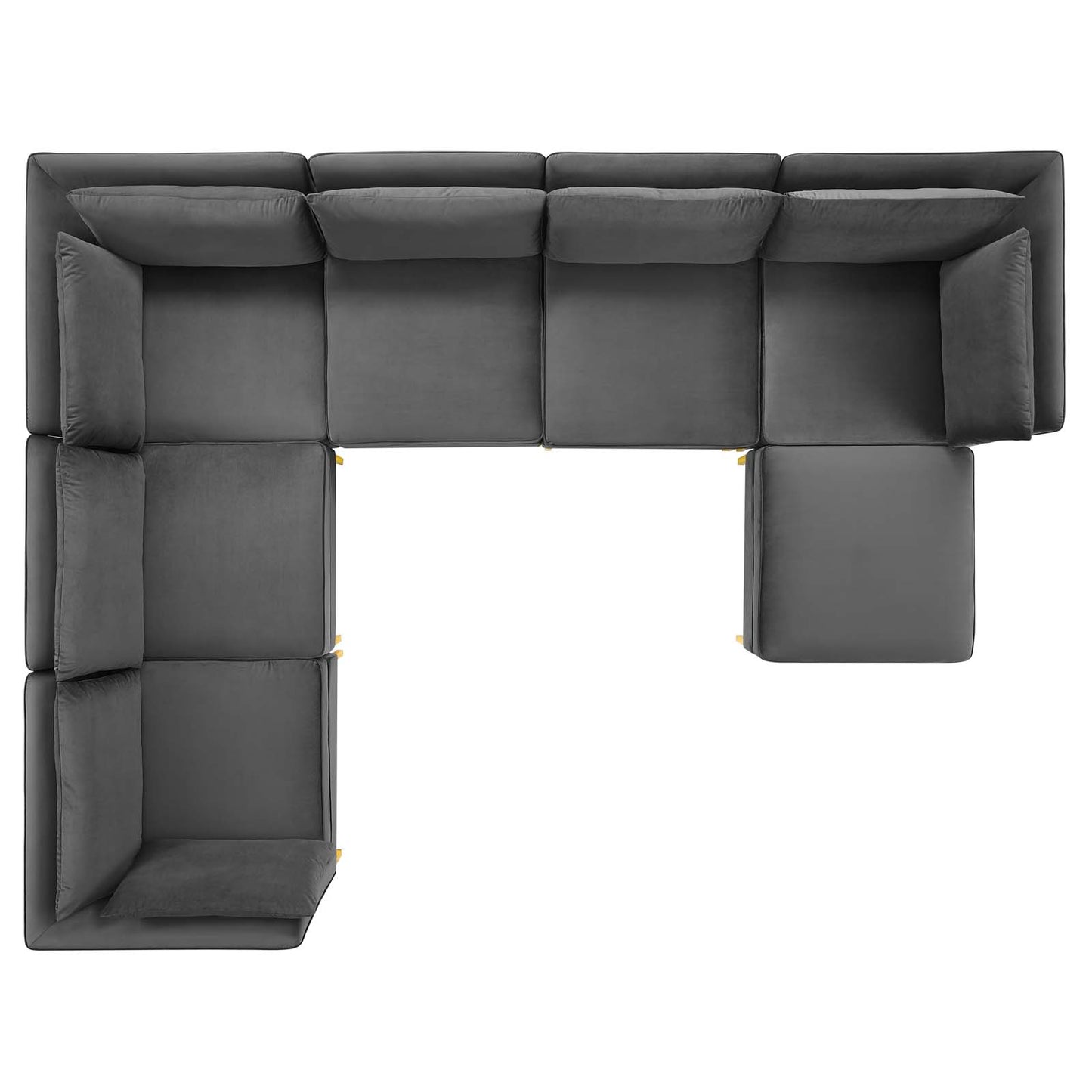 Ardent 7-Piece Performance Velvet Sectional Sofa, Velvet, Grey Gray, 19635