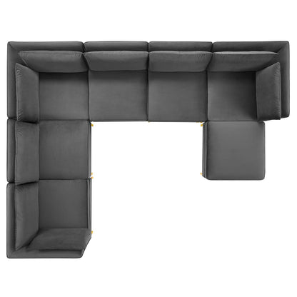 Ardent 7-Piece Performance Velvet Sectional Sofa, Velvet, Grey Gray, 19635
