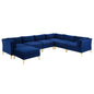 Ardent 7-Piece Performance Velvet Sectional Sofa, Velvet, Blue Navy, 19636