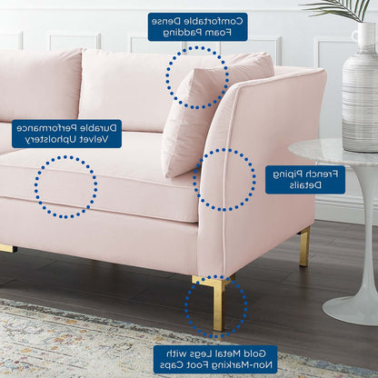 Ardent 7-Piece Performance Velvet Sectional Sofa, Velvet, Pink, 19637