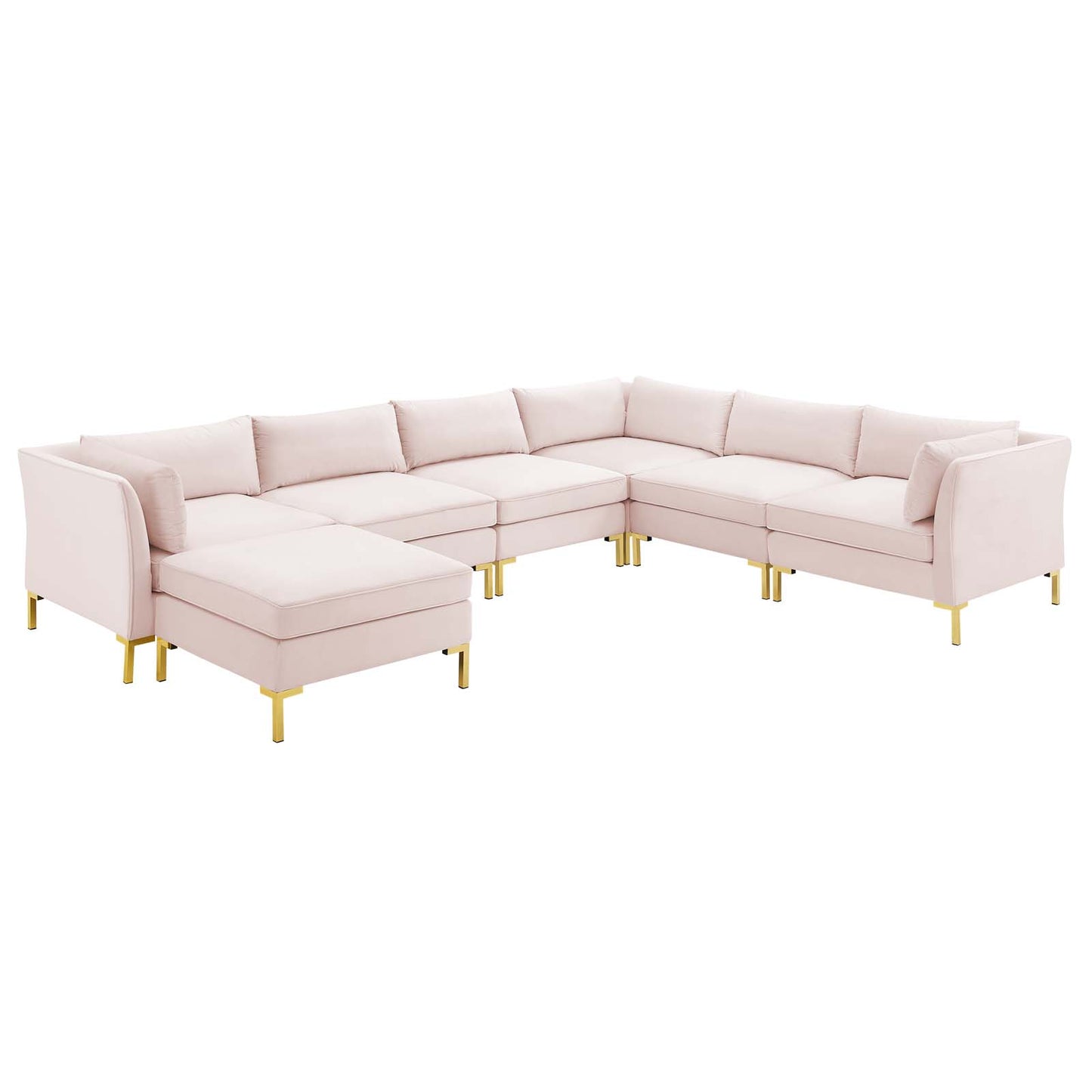 Ardent 7-Piece Performance Velvet Sectional Sofa, Velvet, Pink, 19637