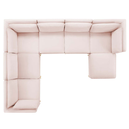 Ardent 7-Piece Performance Velvet Sectional Sofa, Velvet, Pink, 19637