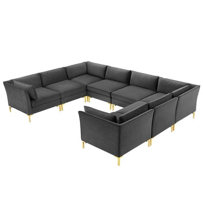 Ardent 8-Piece Performance Velvet Sectional Sofa, Velvet, Grey Gray, 19638