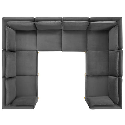 Ardent 8-Piece Performance Velvet Sectional Sofa, Velvet, Grey Gray, 19638