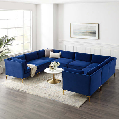 Ardent 8-Piece Performance Velvet Sectional Sofa, Velvet, Blue Navy, 19639