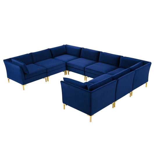 Ardent 8-Piece Performance Velvet Sectional Sofa, Velvet, Blue Navy, 19639