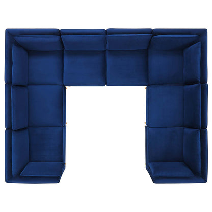 Ardent 8-Piece Performance Velvet Sectional Sofa, Velvet, Blue Navy, 19639