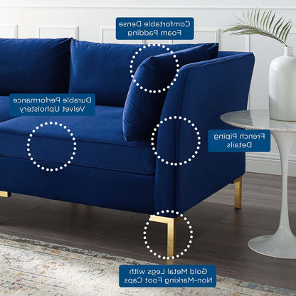 Ardent 8-Piece Performance Velvet Sectional Sofa, Velvet, Blue Navy, 19639