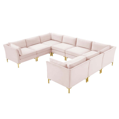 Ardent 8-Piece Performance Velvet Sectional Sofa, Velvet, Pink, 19640