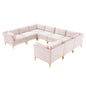 Ardent 8-Piece Performance Velvet Sectional Sofa, Velvet, Pink, 19640