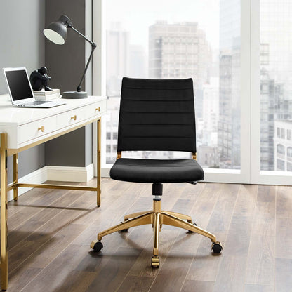 Jive Armless Mid Back Performance Velvet Office Chair, Velvet, Black, 19641