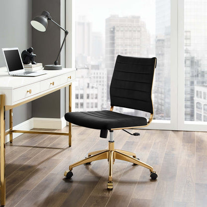 Jive Armless Mid Back Performance Velvet Office Chair, Velvet, Black, 19641