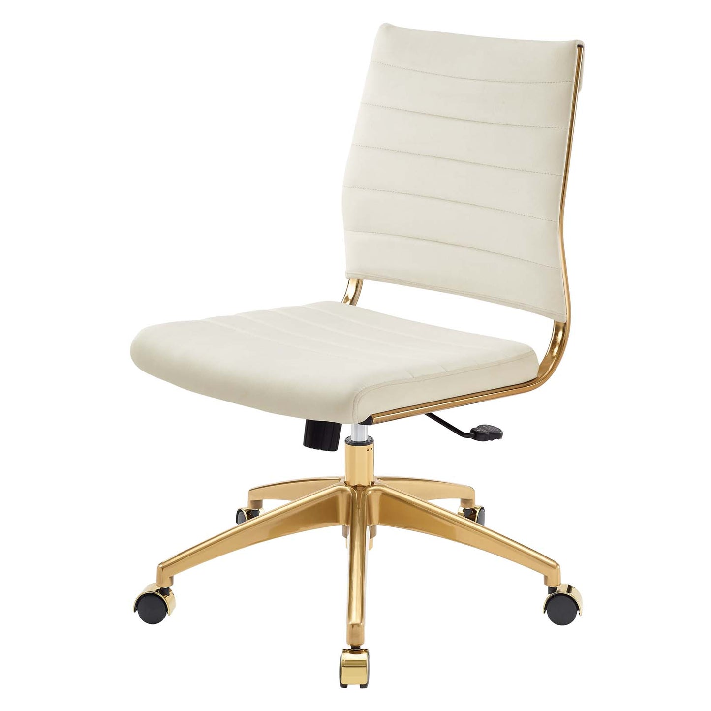 Jive Armless Mid Back Performance Velvet Office Chair, Velvet, Ivory White, 19643