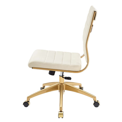 Jive Armless Mid Back Performance Velvet Office Chair, Velvet, Ivory White, 19643