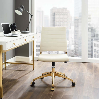 Jive Armless Mid Back Performance Velvet Office Chair, Velvet, Ivory White, 19643