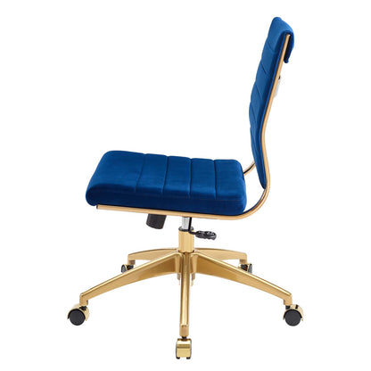 Jive Armless Mid Back Performance Velvet Office Chair, Velvet, Blue Navy, 19644