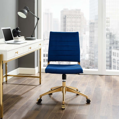 Jive Armless Mid Back Performance Velvet Office Chair, Velvet, Blue Navy, 19644