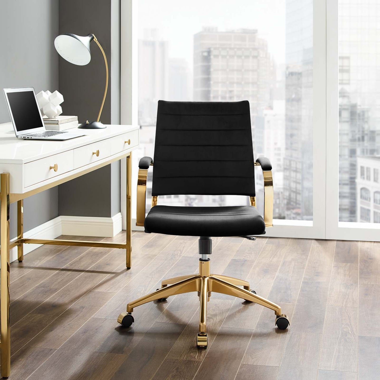 Jive Mid Back Performance Velvet Office Chair, Velvet, Black, 19645